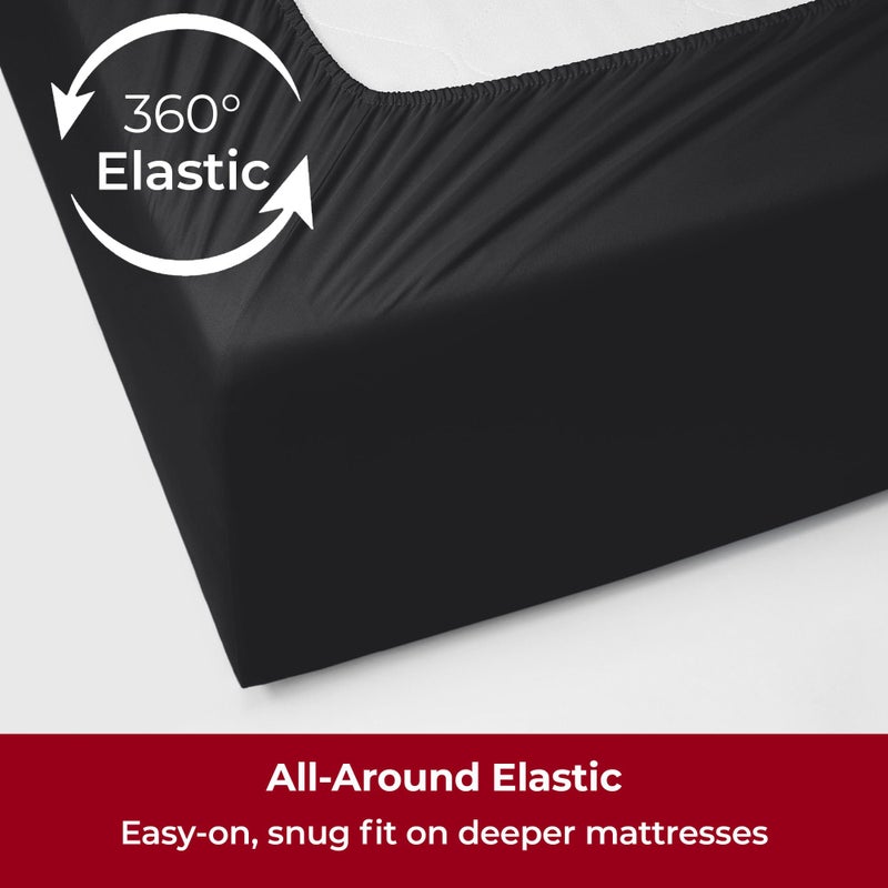 Mellanni Extra Deep King Sheets - 4 PC Iconic Collection Bedding - Hotel Luxury, Ultra Soft, Cooling Bed Sheets - Wrinkle, Fade, Stain Resistant (King, Black) - Image 5